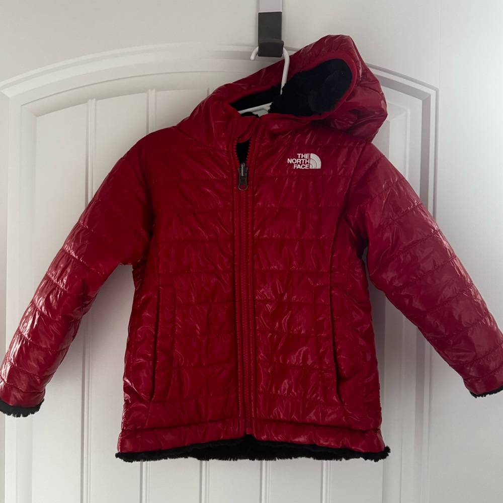 The North Face Kids Red Hooded Quilted Puffer Jacket